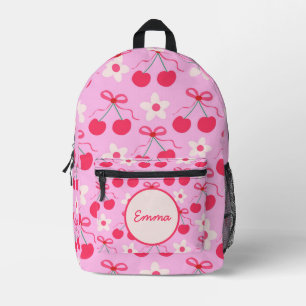 Kokette Kirschen mit roten Schleifen und Blumen in Bedruckter Rucksack