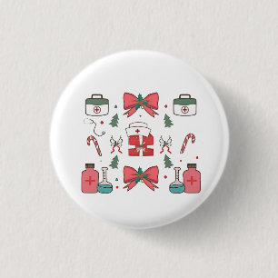 Kokette Krankenschwester mit Schleife, Weihnachts- Button