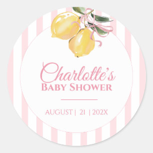 Kokette Lemon Pink Babyparty Runder Aufkleber