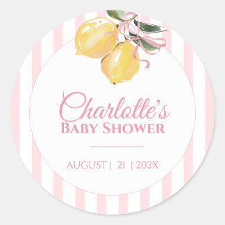 Kokette Lemon Pink Babyparty Runder Aufkleber