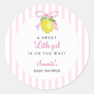 Kokette Lemon Pink Babyparty Runder Aufkleber