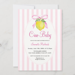 Kokette Lemon Pink Ciao Babyparty Einladung