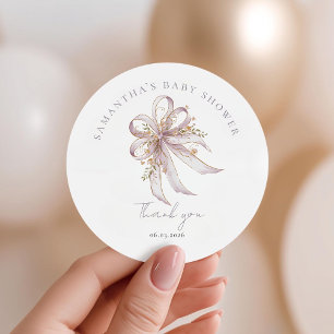 Kokette lila Schleife Baby-Party Runder Aufkleber