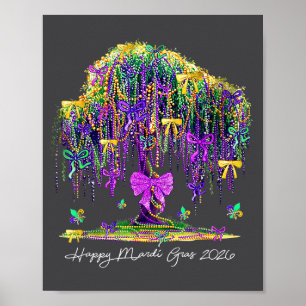 Kokette Mardi Gras 2026 Perlen Baum Karneval Neu O Poster