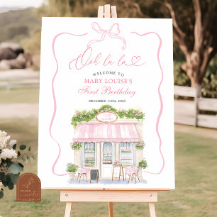 Kokette Pariser Café Französisch Rosa Willkommenss Poster