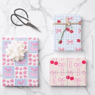 Kokette Pastell-Kirsche Süße Geschenkpapier Set
