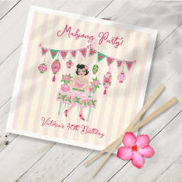 Kokette Pinke Mahjong-Party-Spiel Nacht für Mädche Serviette