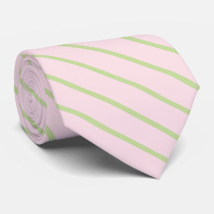 Kokette Preppy-Chic-Pastellgrün- und Rosa-Streifen Krawatte