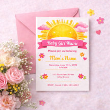 Kokette rosa Aquarell-Wolken-Baby-Party für Mädche