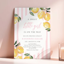 Kokette rosa Baby-Einladung zur Babyparty mit Zitr