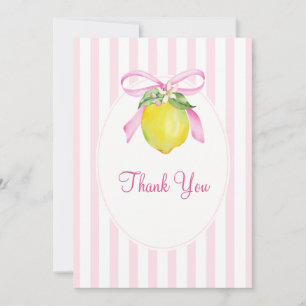 Kokette rosa Baby-Party mit Zitronen Dankeskarte