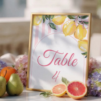 Kokette rosa Baby Shower-Tischnummer mit Zitrone Einladung