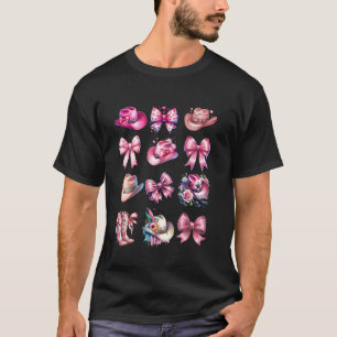 Kokette rosa Cowboyhüte Schleifen Cowgirl Stiefel T-Shirt