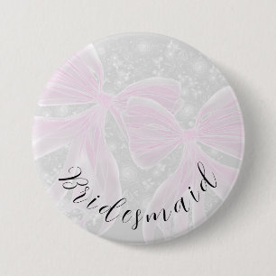 Kokette rosa durchsichtige Schleifen- Brautjungfer Button