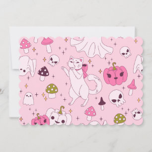 Kokette Rosa Halloween Hexenkatzenmöwe Einladung