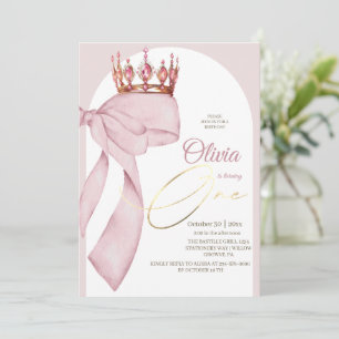 Kokette rosa Schleife 1. Geburtstag Einladung