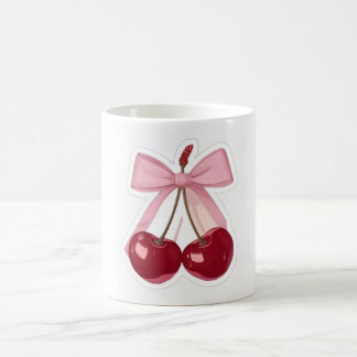 Kokette rosa Schleife & rote Kirsche Ästhetik Kaff Kaffeetasse