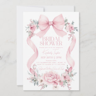 Kokette rosa Schleifen Rosen Blumen Brautparty Einladung