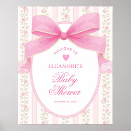 Kokette rosa Schleifen Rosen Mädchen Baby Shower W Poster