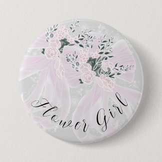 Kokette rosa transparente Schleifen - Brautjungfer Button
