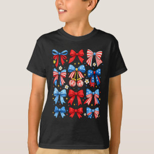 Kokette Rot Weiß Blau Patriotische Grafik Kunst T-Shirt