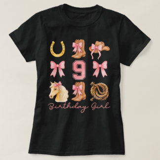 Kokette Schleife 9. Geburtstagsmädchen Cowgirl 9 J T-Shirt