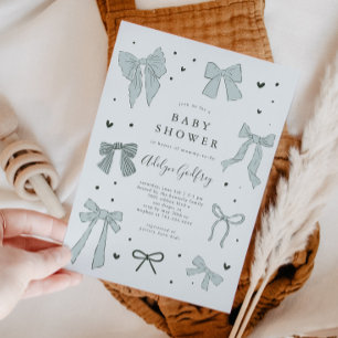 Kokette Schleife Blaue Babyparty-Einladung Einladung