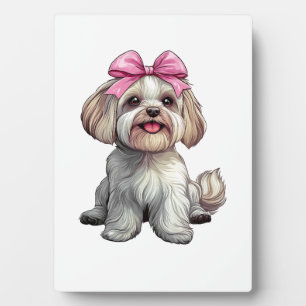 Kokette Schleife Havanese Hunde-Mama Mädchen Rosa Fotoplatte