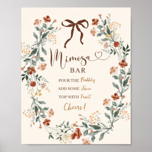 Kokette Schleife Herbst Wildblumen Brautparty Poster