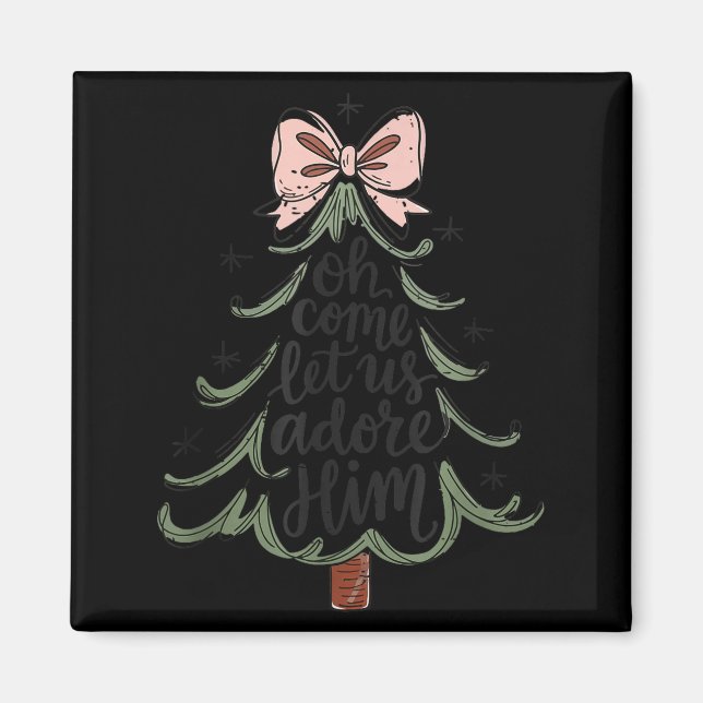 Kokette Schleife Jesus Weihnachtsbaum Oh kommt las Magnet (Vorne)