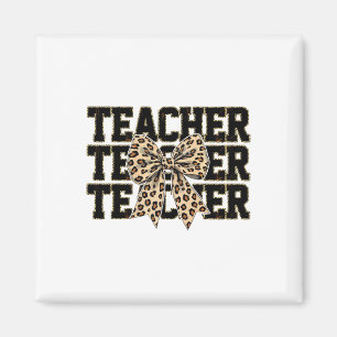 Kokette Schleife Leopard Lehrer Glücklicher erster Magnet