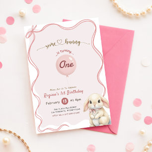 Kokette Schleife Rosa Hase Kaninchen 1. Geburtstag Einladung