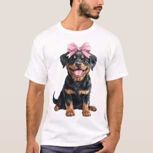 Kokette Schleife Rottweiler Hundemama Mädchen Pink T-Shirt