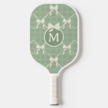 Kokette Schleifen Gingham Monogramm Creme Salbei G
