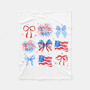 Kokette Schleifen Rot Weiß Blau USA-Flagge 4. Juli Fleecedecke
