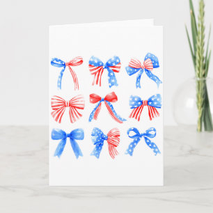 Kokette Schleifen Rot Weiß Blau USA-Flagge 4. Juli Karte