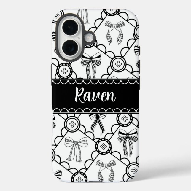 Kokette schwarze Schleife iPhone 16 Hülle (Rückseite)