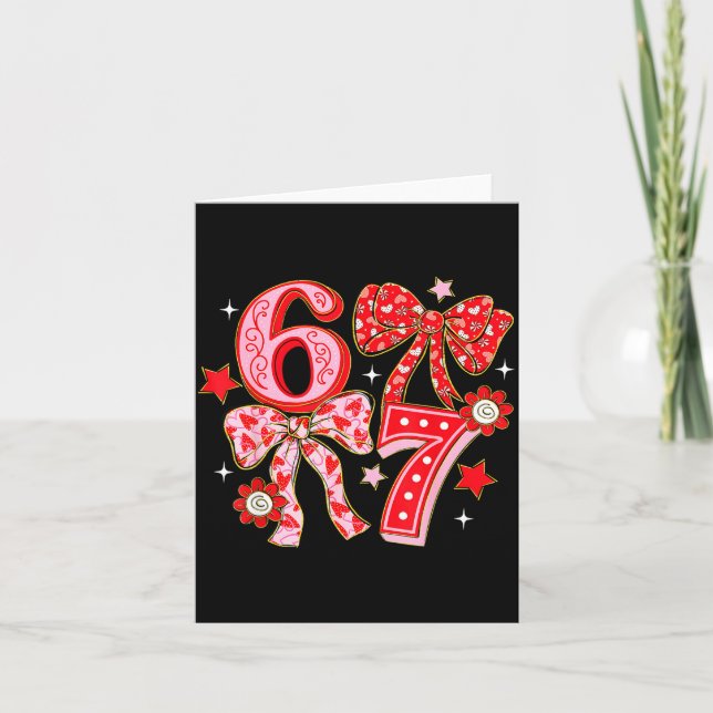 Kokette Valentine 67 Six Seven Schleife Valentinst Karte (Vorderseite)