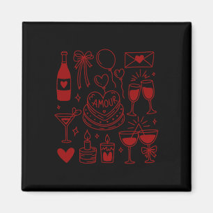 Kokette Valentinsparty Amour Kuchen Wein Herzen Li Magnet