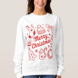 Kokette Weihnachts-Doodles-Baumschleife Sweatshirt