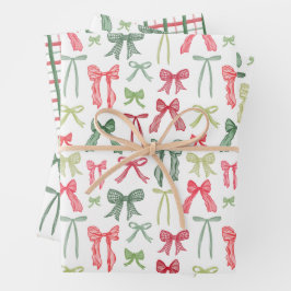 Kokette Weihnachtsbögen Geschenkpapier Rot & Grün Set