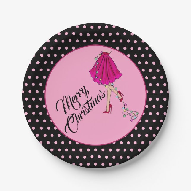 Kokette Weihnachtsscheibe Pappteller (Vorderseite)