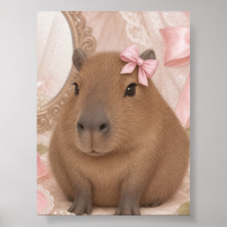 Koketten Capybara rosa Schleife Poster