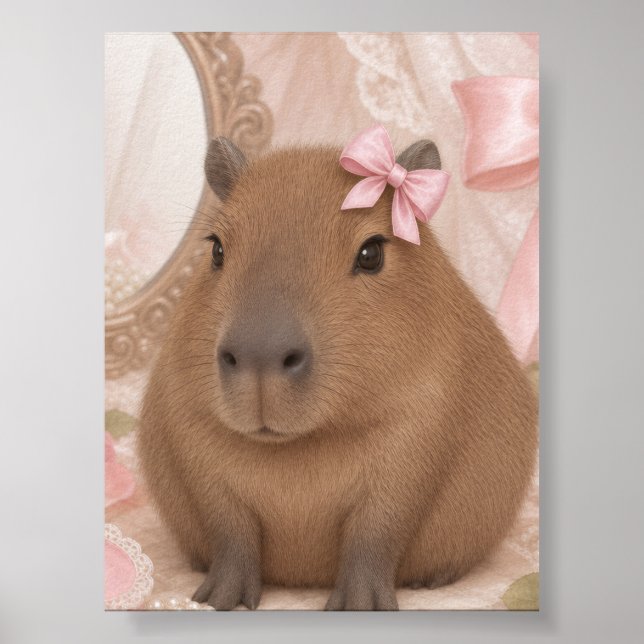 Koketten Capybara rosa Schleife Poster (Vorne)