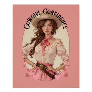 Koketten-Cowgirl Western Mode Porträt Poster