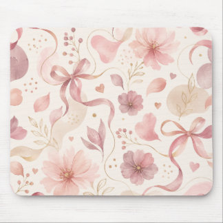 Koketten-Rosa-Blumen-Schleife-Mauspad Mousepad