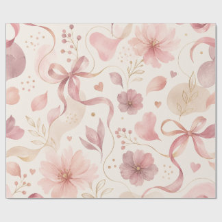 Koketten-Rosa-Blumen-Schleifen-Geschenkpapier Geschenkpapier