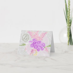 Koketten rosa durchsichtigen Schleife und Blumenst Dankeskarte