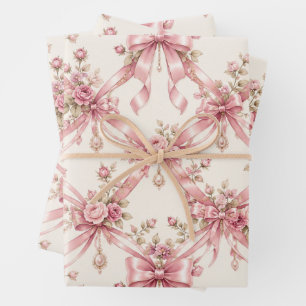Koketten-Rosa-Schleifen-Geschenkpapier Feminines Geschenkpapier Set