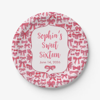 Koketten-Rosa-Schleifen-Party-Papierplatten Pappteller